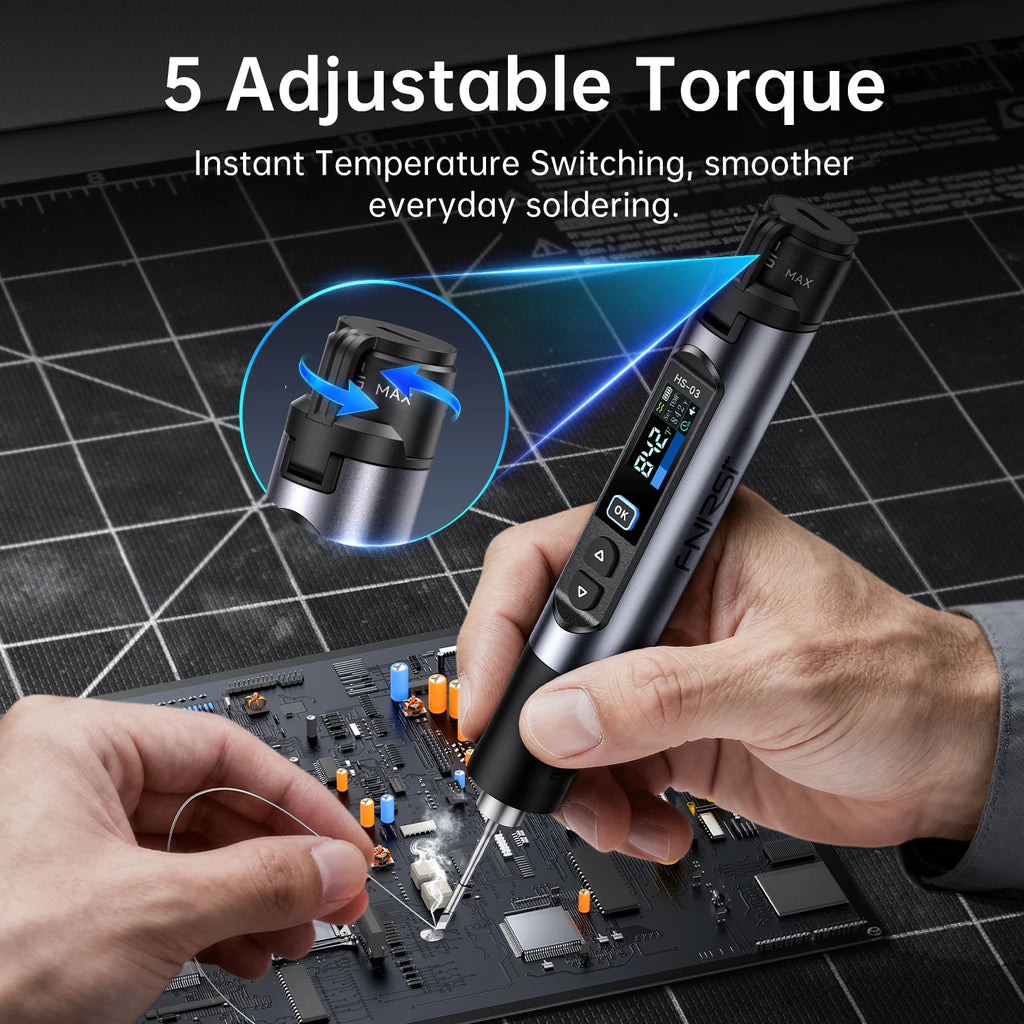 FNIRSI HS-03 Wireless Soldering Iron 10W Rechargeable Portable Soldering Iron 100-450℃ Adjustable Professional Soldering Kit
