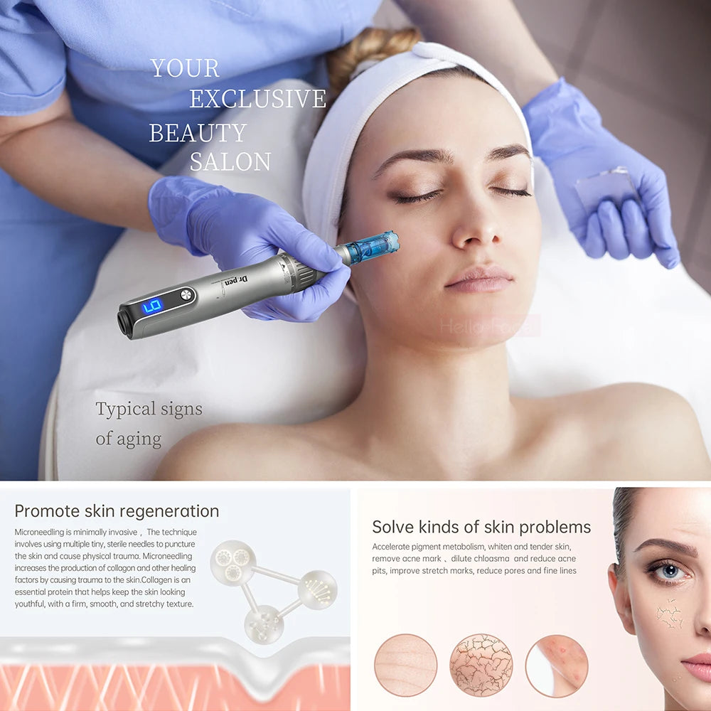 Dr. pen Ultima M8S Wireless Professional Derma Pen with 2  Needle for Hair Growth Microneedle Therapy Anti Backflow Micro Pen
