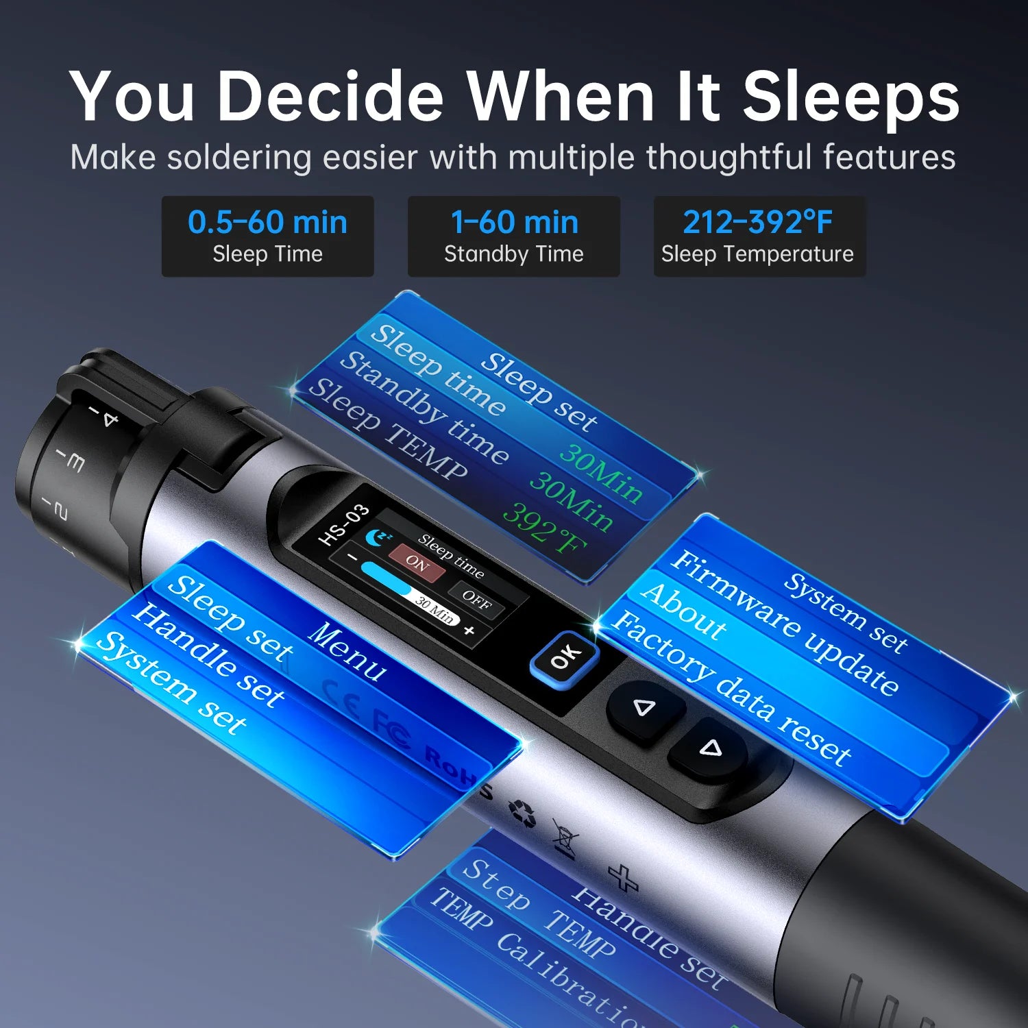 FNIRSI HS-03 Wireless Soldering Iron 10W Rechargeable Portable Soldering Iron 100-450℃ Adjustable Professional Soldering Kit