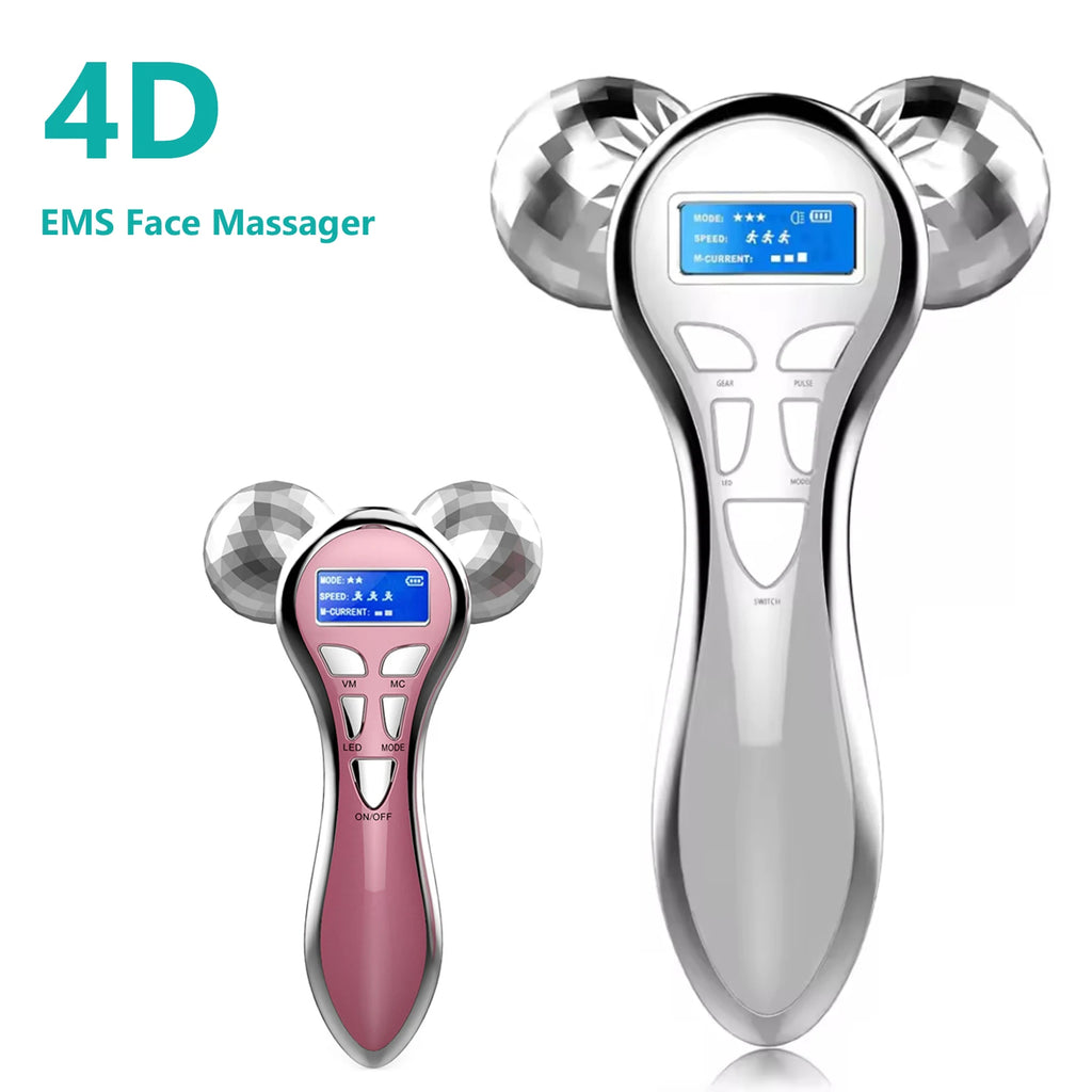 4D EMS Face Massager Roller Microcurrent Vibration Facial V Lifting Massage Devices Beauty Skin Care Tool For Neck Eye Body