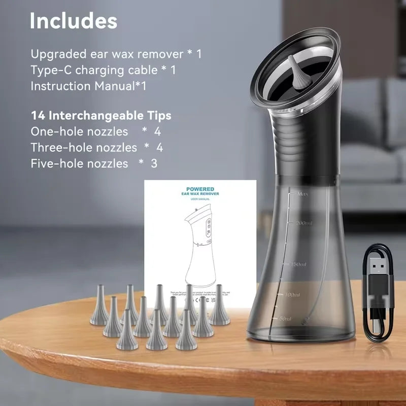 Rechargeable Ear Cleaner for Removing Earwax Integrated Dry and Dirty Storage Replaceable NozzleVisual Sewage Recovery Window