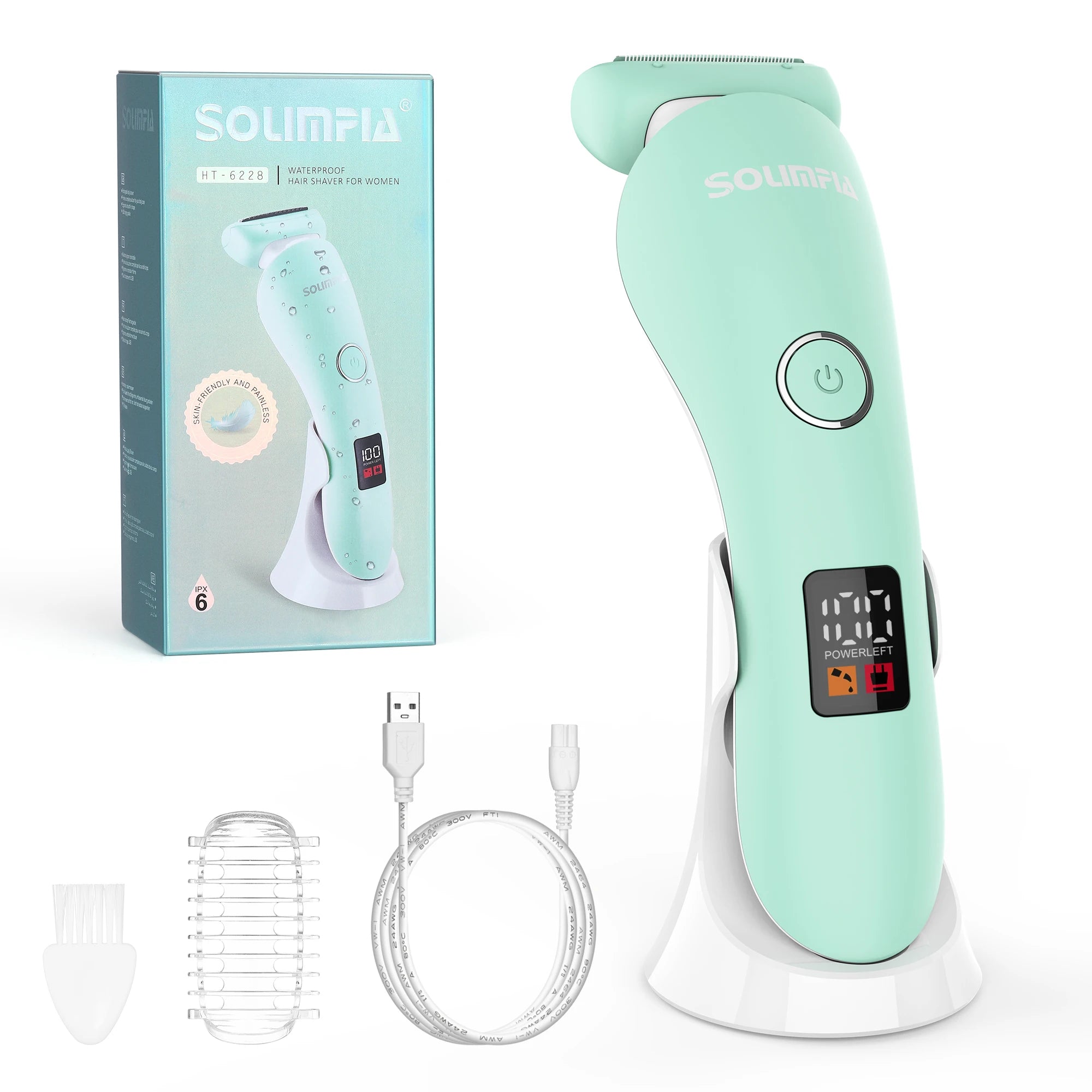 Hatteker 2-in-1 Epilator Hair Remover Leg Body Portable Lady Shaver Hair Removal Tool Underarms Facial Clipper for Women IPX7