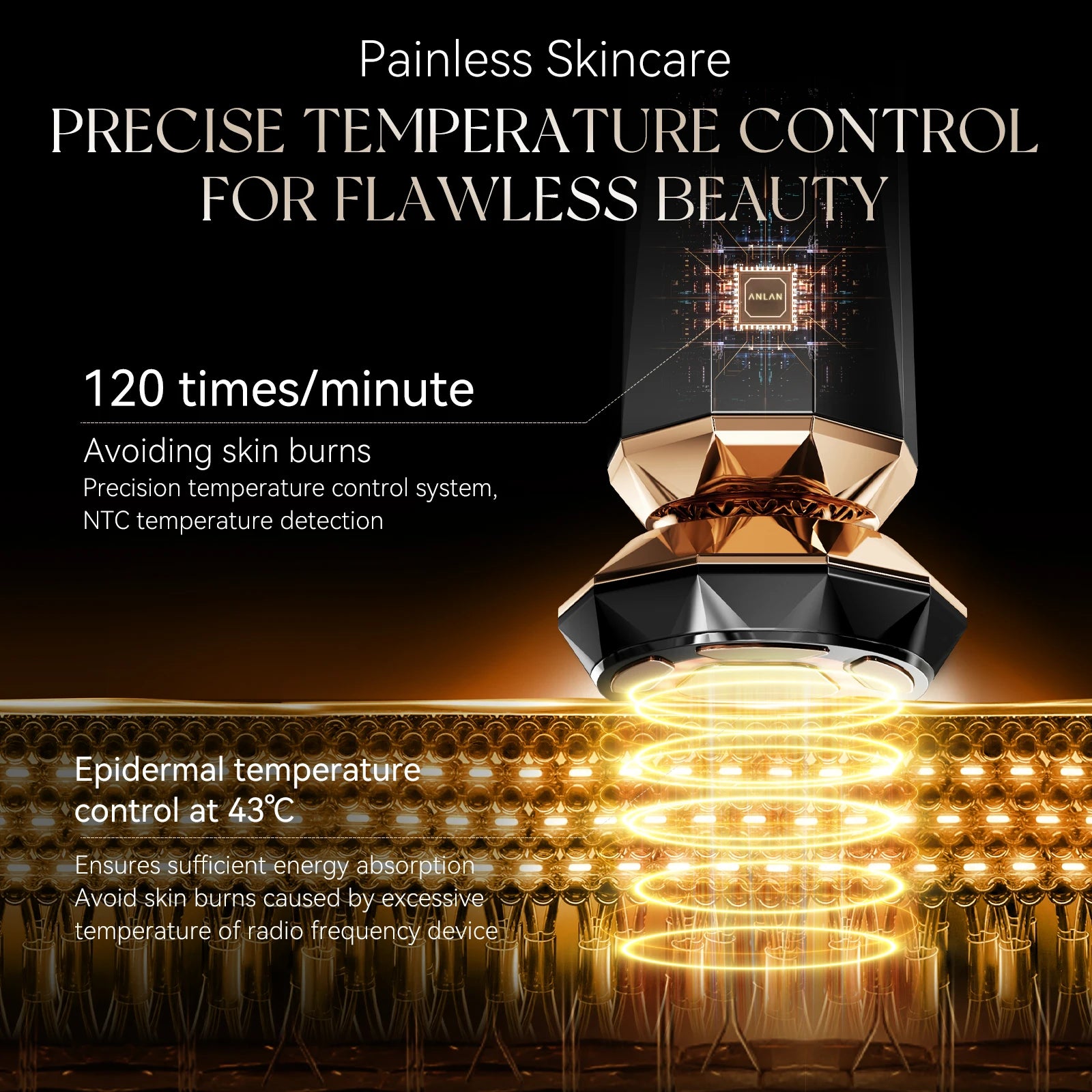 ANLAN Multifunction Skincare Device Pro 18K Gold Face Radio Frequency With Hot Cold EMS Facial Lifting Beauty Skin Care Massager