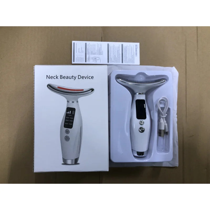  Home Use LED Face Neck Massager 7 Colors Light Therapy 7 Modes 3 Levels Vibration Face Lifting Anti Wrinkle Beauty Instrument