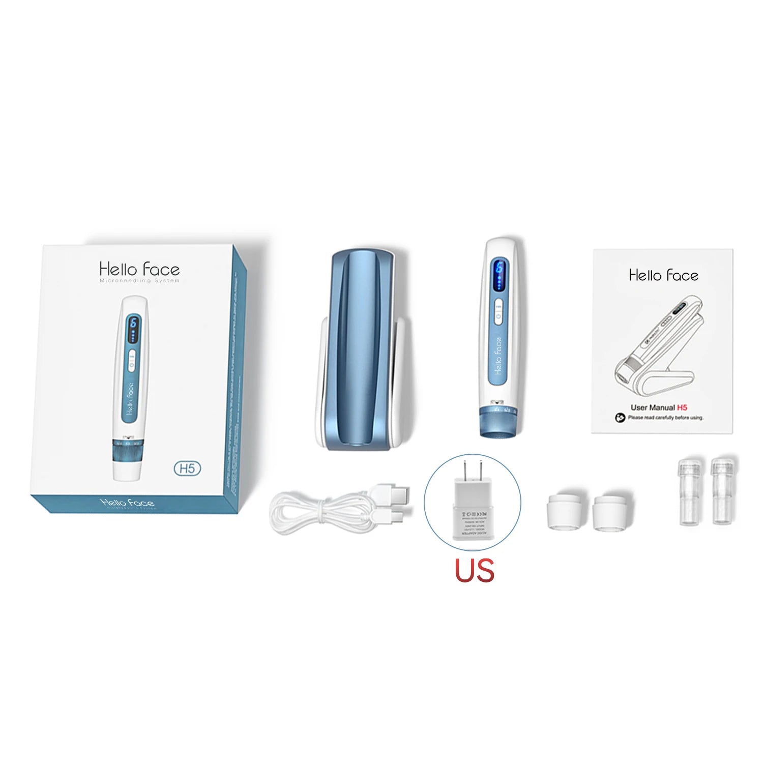 Hello Face H5 Derma pen Original Professional Derma Pen 2 in 1 EMS Automatic Microneedling pen 0.25 mm needle length