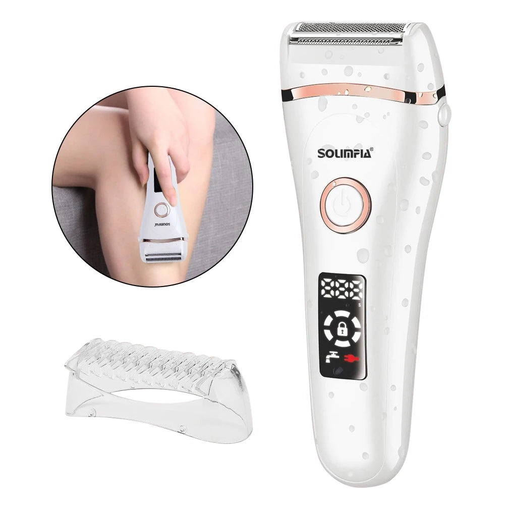Hatteker 2-in-1 Epilator Hair Remover Leg Body Portable Lady Shaver Hair Removal Tool Underarms Facial Clipper for Women IPX7