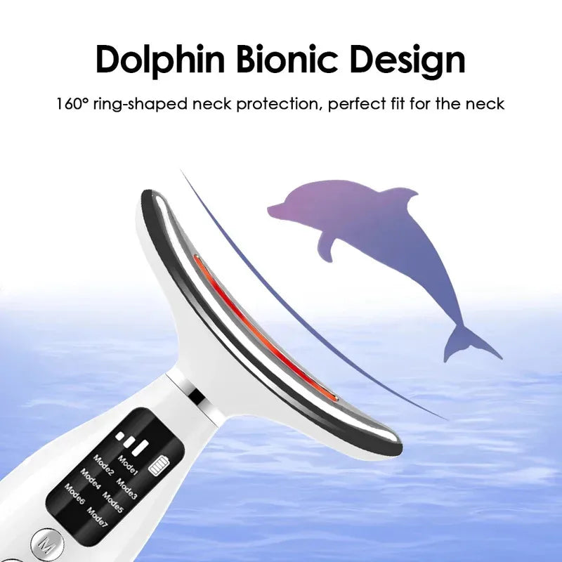  Home Use LED Face Neck Massager 7 Colors Light Therapy 7 Modes 3 Levels Vibration Face Lifting Anti Wrinkle Beauty Instrument