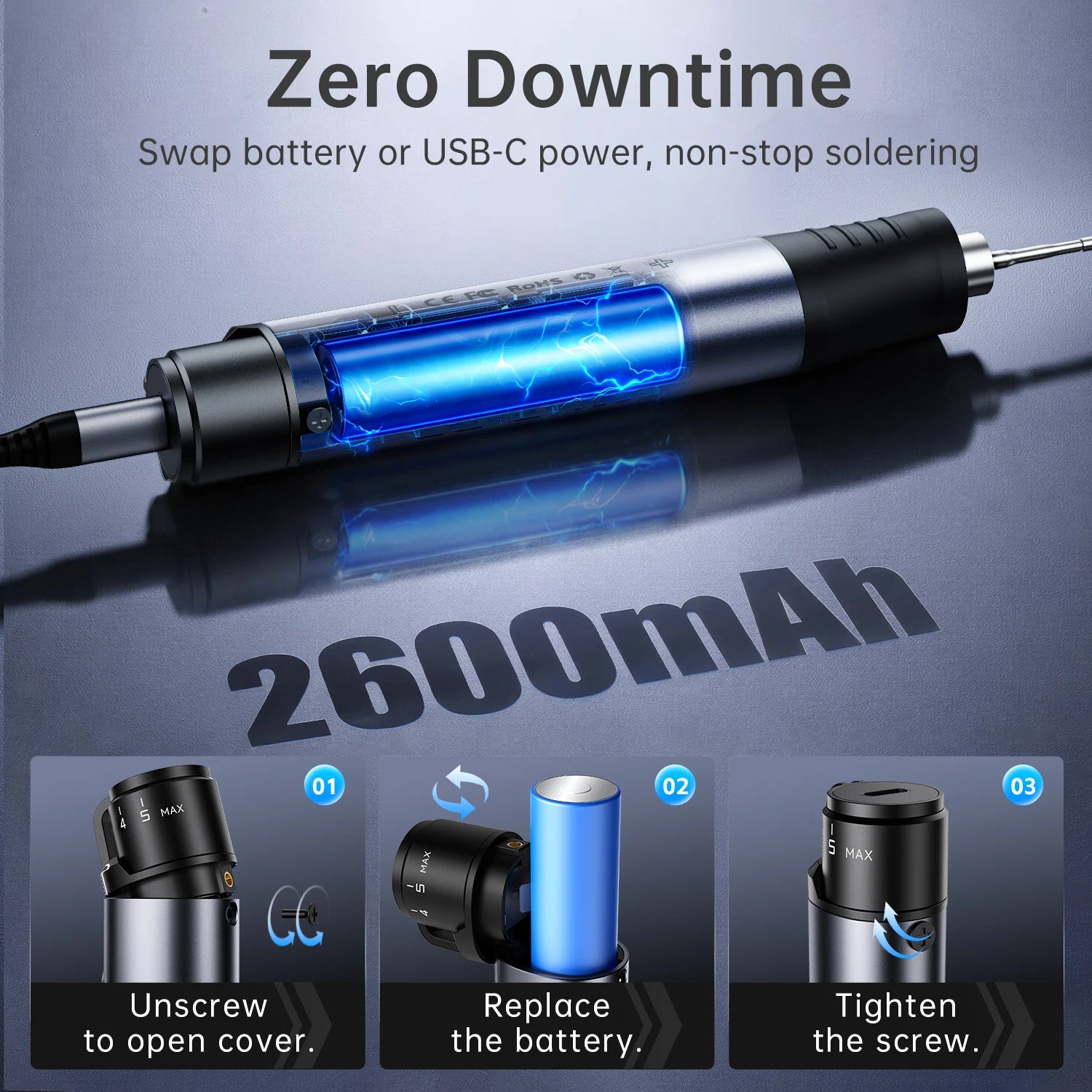 FNIRSI HS-03 Wireless Soldering Iron 10W Rechargeable Portable Soldering Iron 100-450℃ Adjustable Professional Soldering Kit