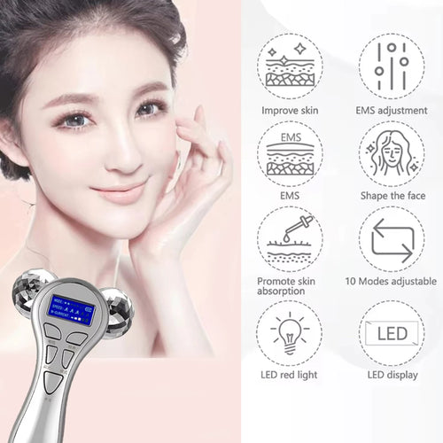 4D EMS Face Massager Roller Microcurrent Vibration Facial V Lifting Massage Devices Beauty Skin Care Tool For Neck Eye Body