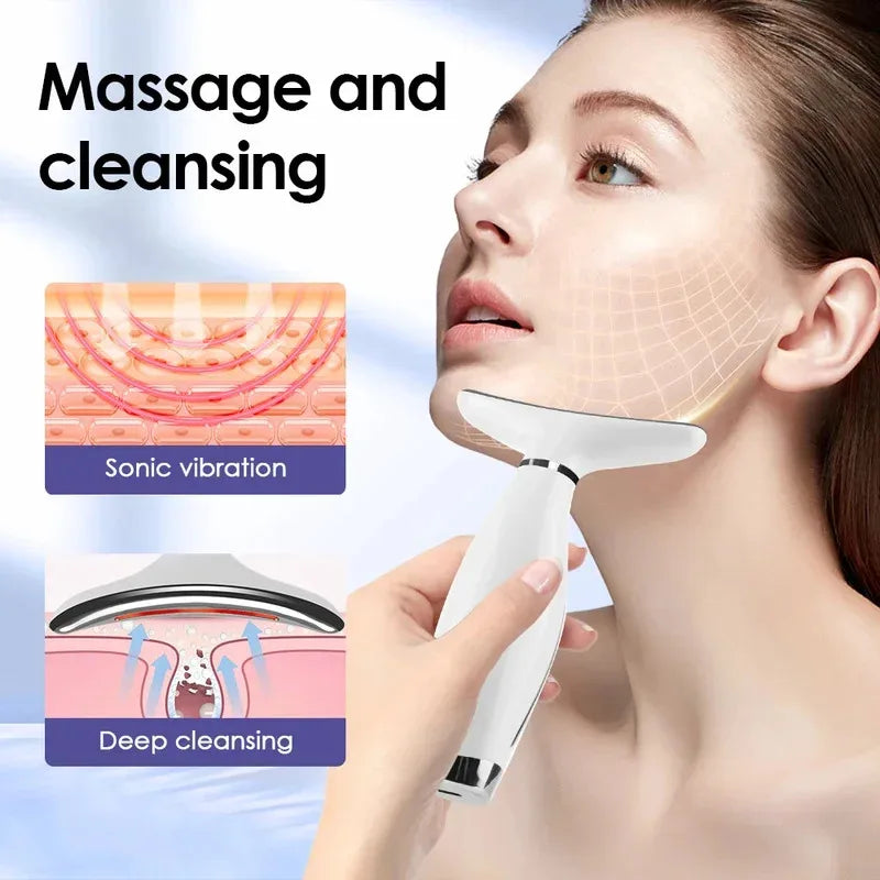  Home Use LED Face Neck Massager 7 Colors Light Therapy 7 Modes 3 Levels Vibration Face Lifting Anti Wrinkle Beauty Instrument