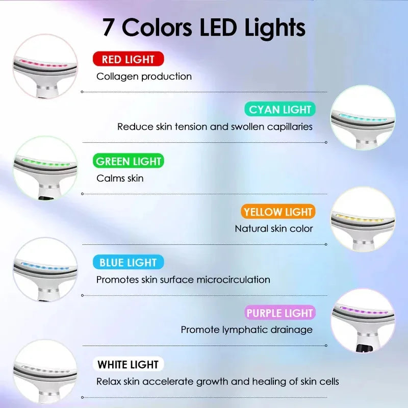  Home Use LED Face Neck Massager 7 Colors Light Therapy 7 Modes 3 Levels Vibration Face Lifting Anti Wrinkle Beauty Instrument